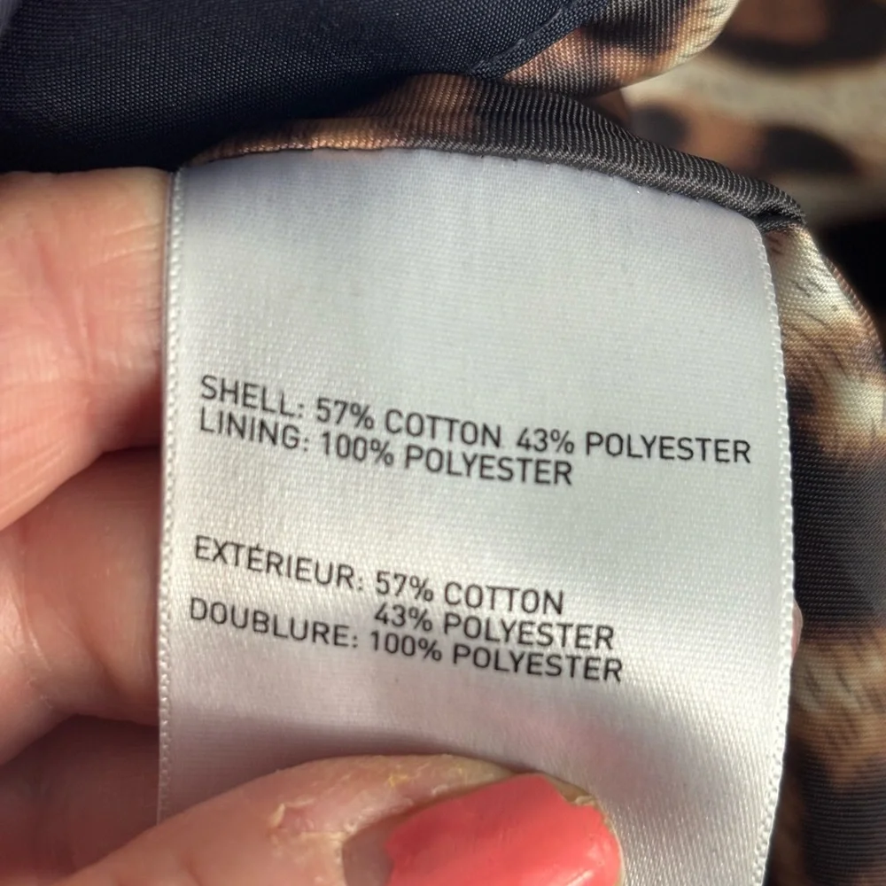 Laundry By Shelli Segal Navy & Tan Colorblock Trench Coat Leopard Lining Small - Picture 14 of 14